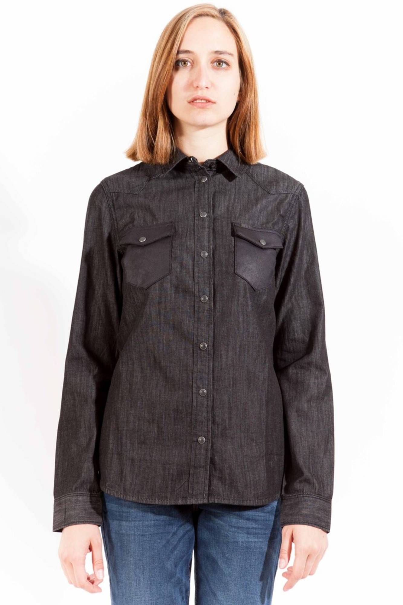 LEE CAMICIA MANICHE LUNGHE DONNA NERO