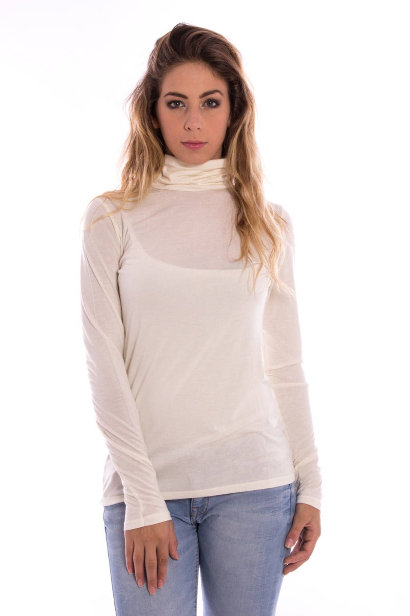 GANT T-SHIRT A LUPETTO DONNA BIANCO