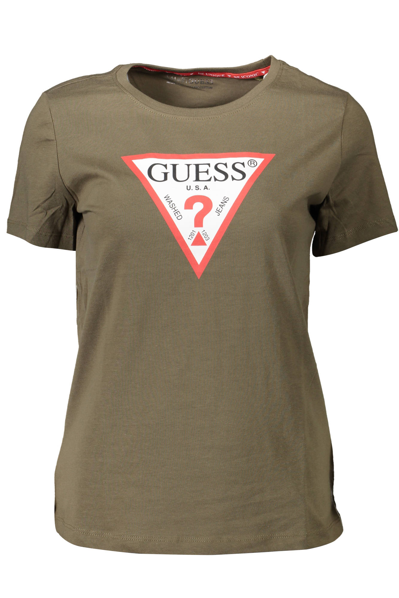GUESS JEANS T-SHIRT MANICHE CORTE DONNA VERDE