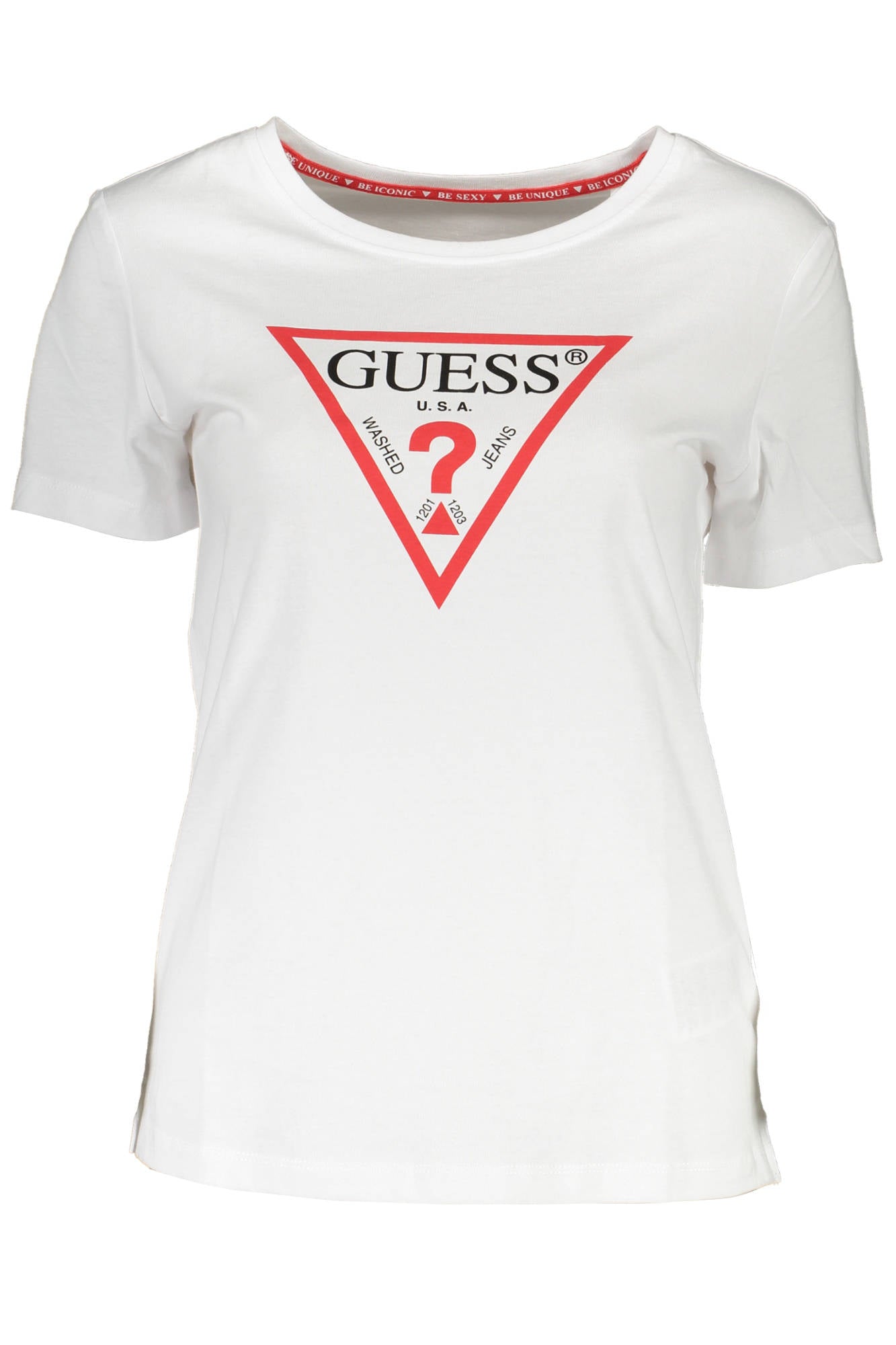 GUESS JEANS T-SHIRT MANICHE CORTE DONNA BIANCO