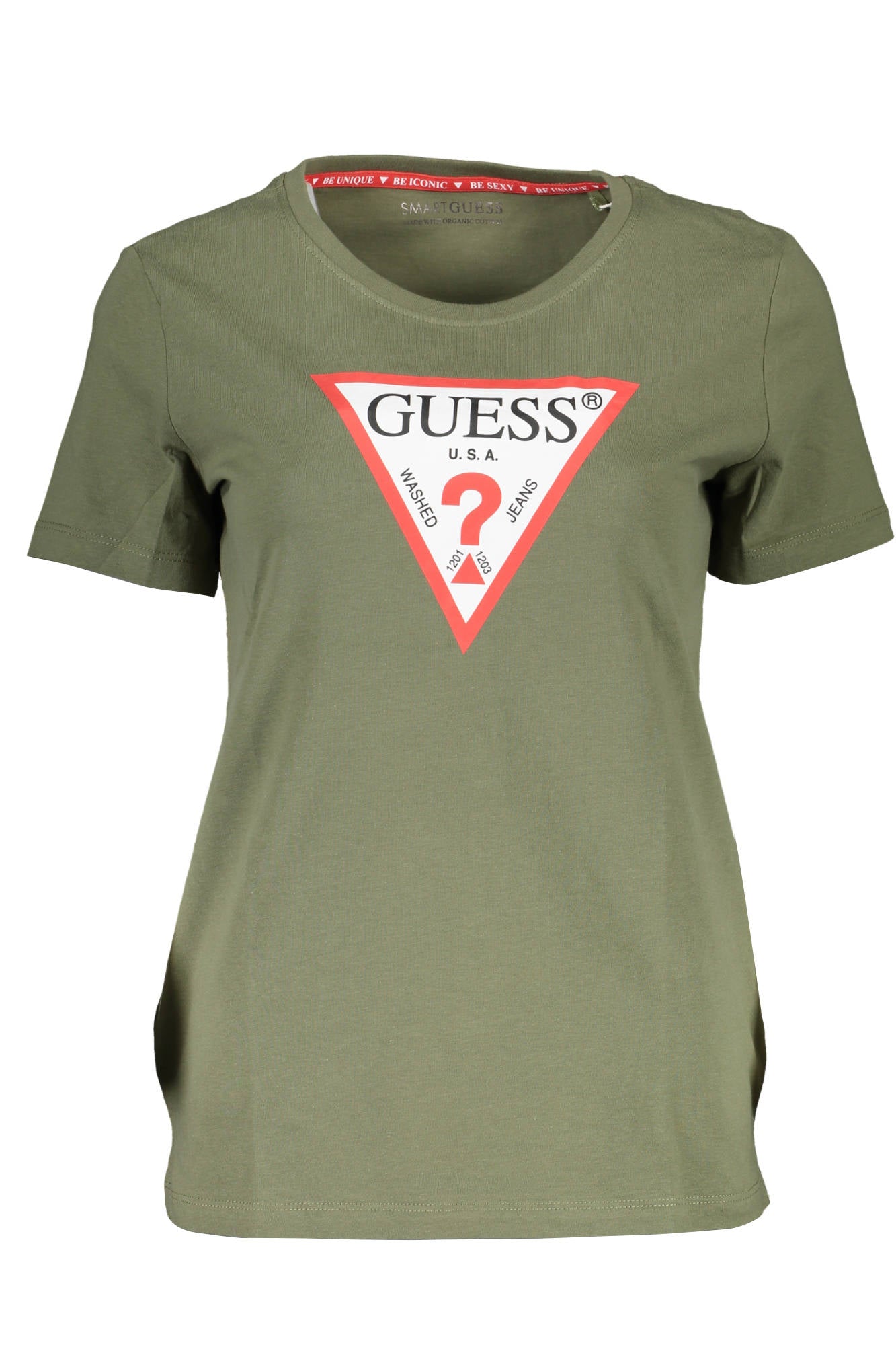 GUESS JEANS T-SHIRT MANICHE CORTE DONNA VERDE