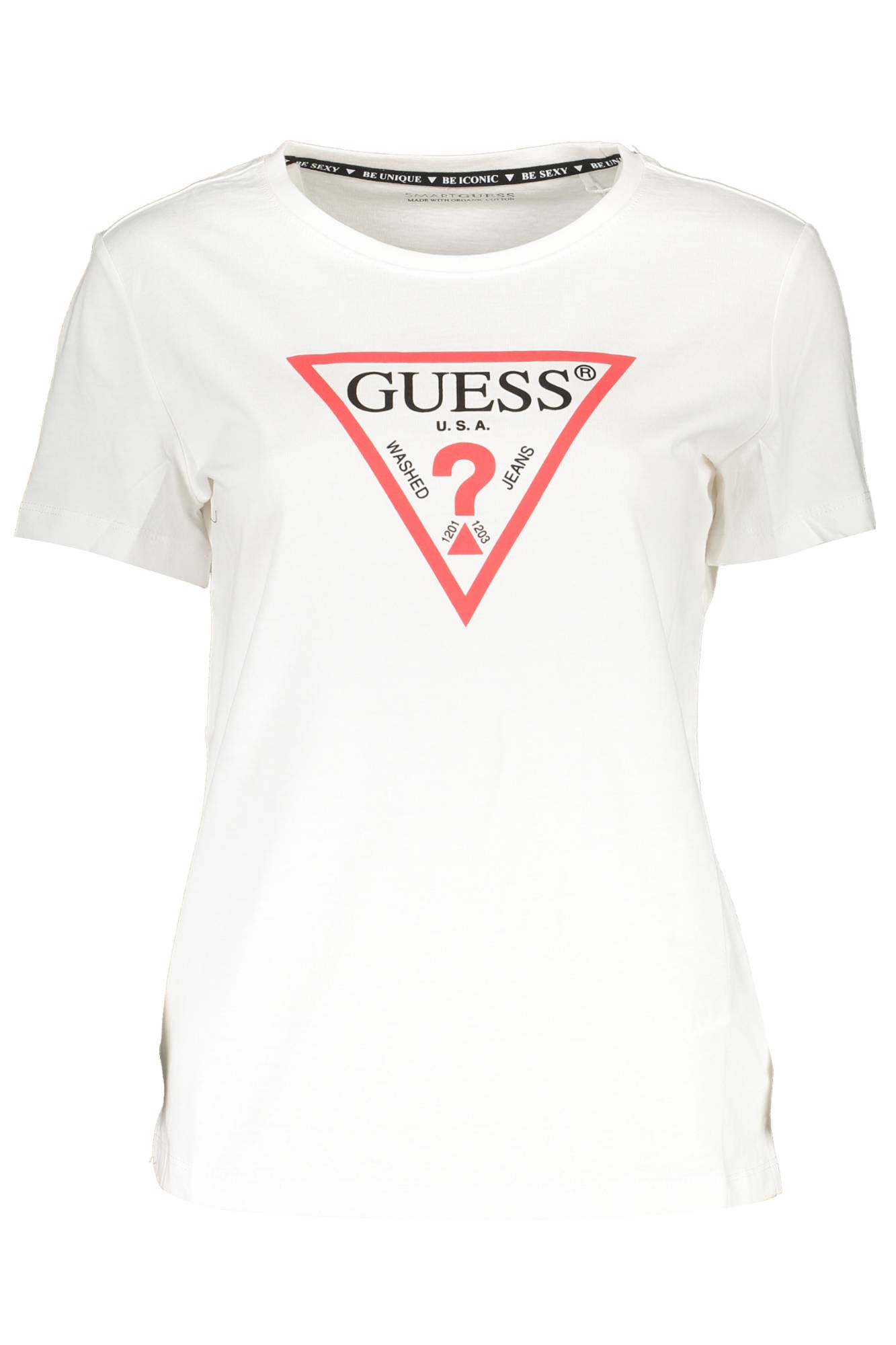 GUESS JEANS T-SHIRT MANICHE CORTE DONNA BIANCO