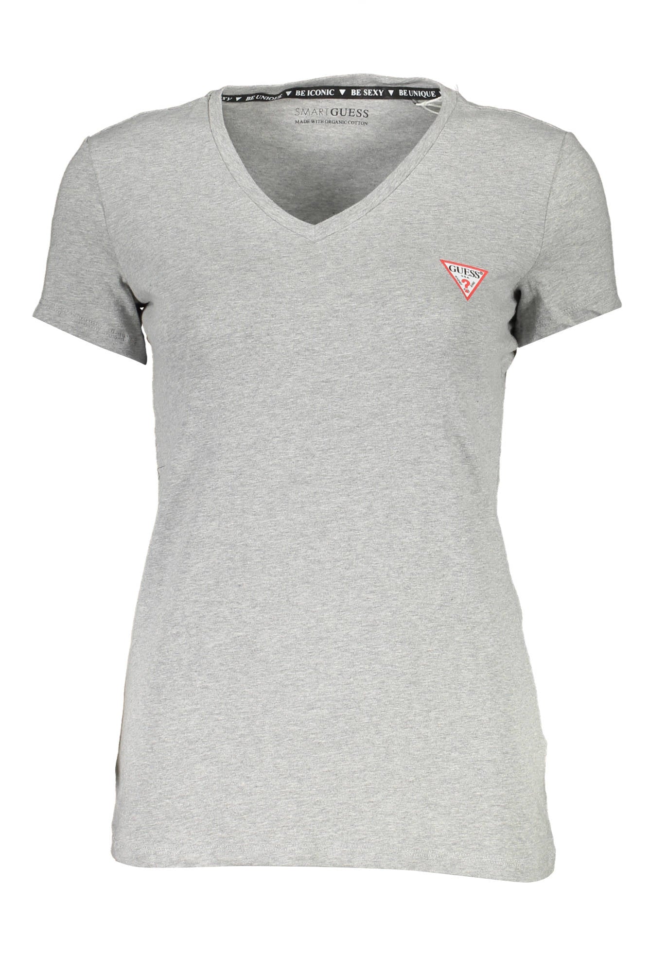 GUESS JEANS T-SHIRT MANICHE CORTE DONNA GRIGIO