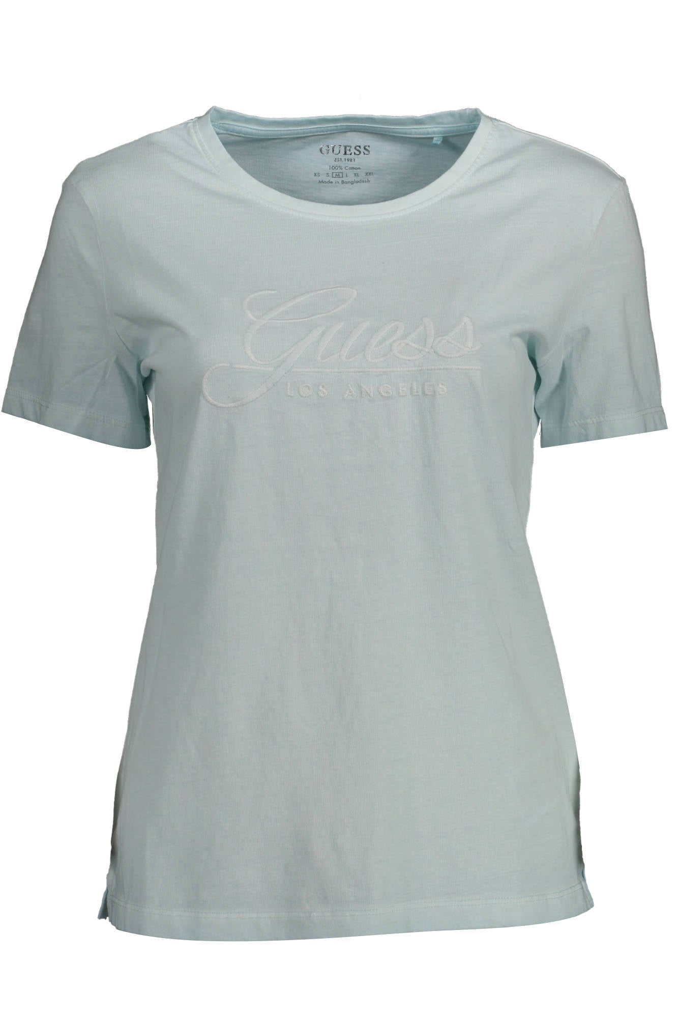 GUESS JEANS T-SHIRT MANICHE CORTE DONNA AZZURRO
