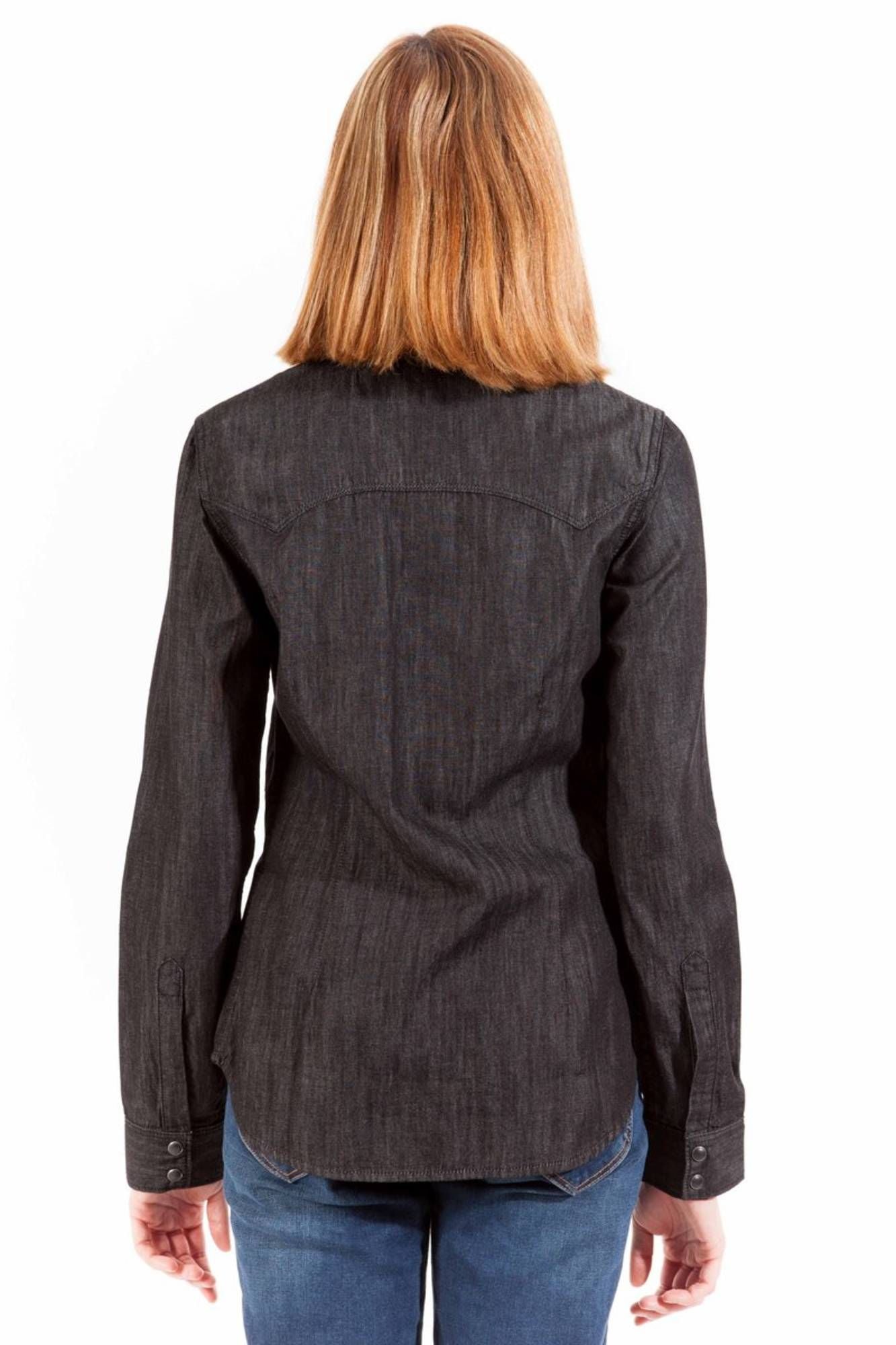 LEE CAMICIA MANICHE LUNGHE DONNA NERO