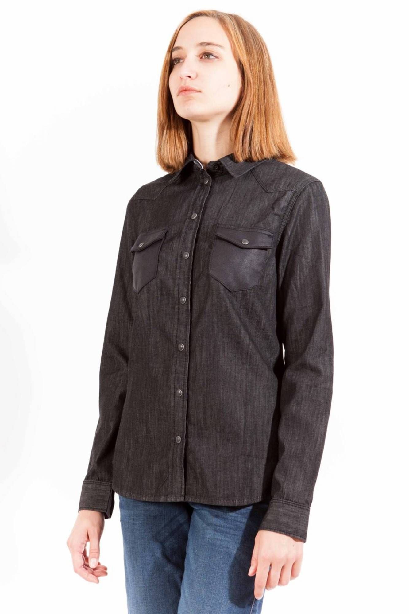 LEE CAMICIA MANICHE LUNGHE DONNA NERO