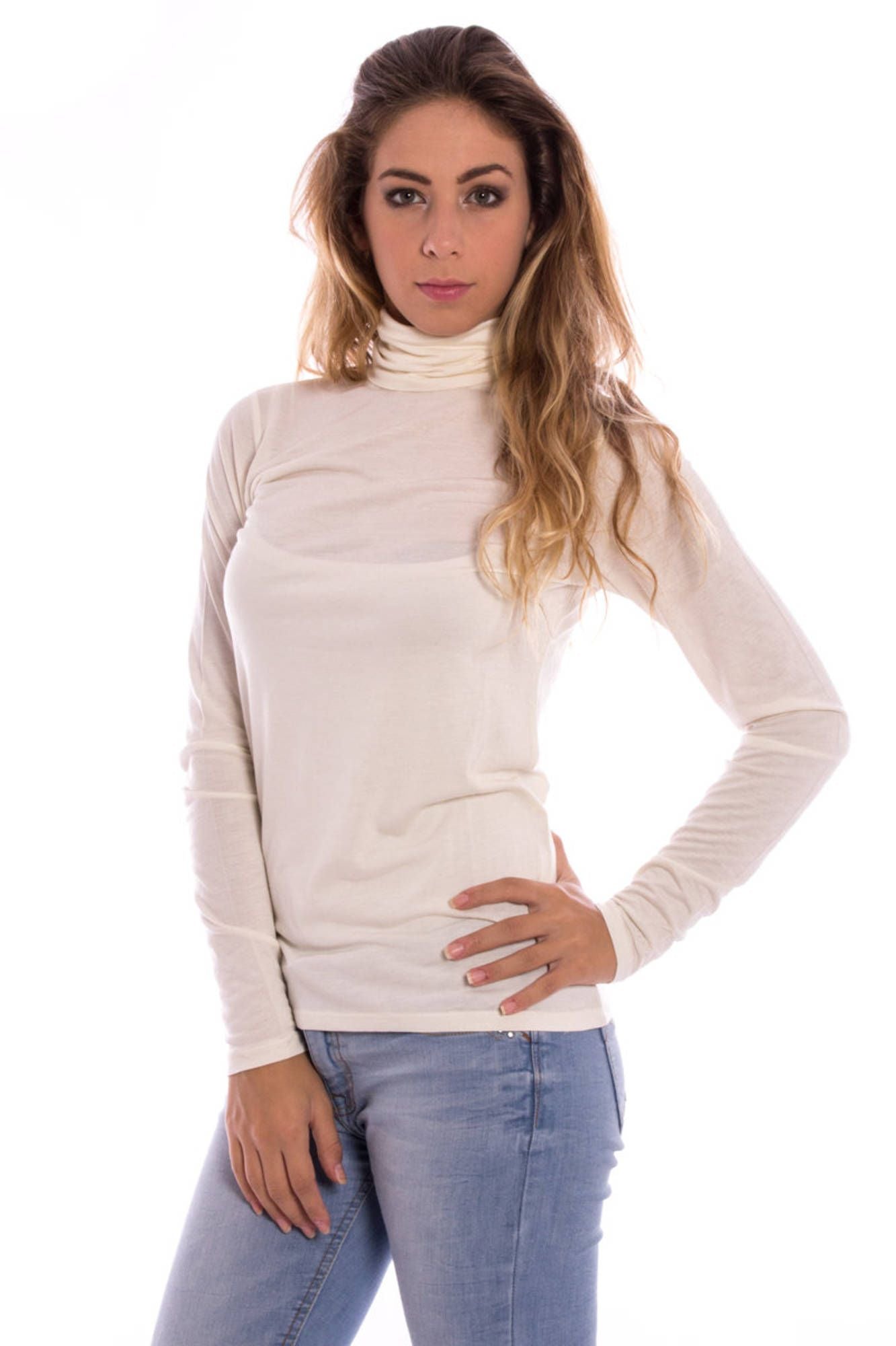 GANT T-SHIRT A LUPETTO DONNA BIANCO