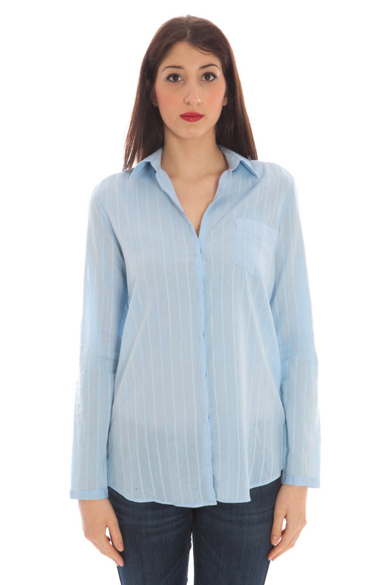 GANT CAMICIA MANICHE LUNGHE DONNA AZZURRO