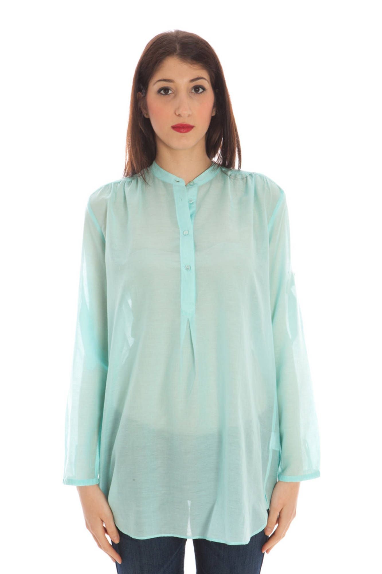 GANT CAMICIA MANICHE LUNGHE DONNA AZZURRO