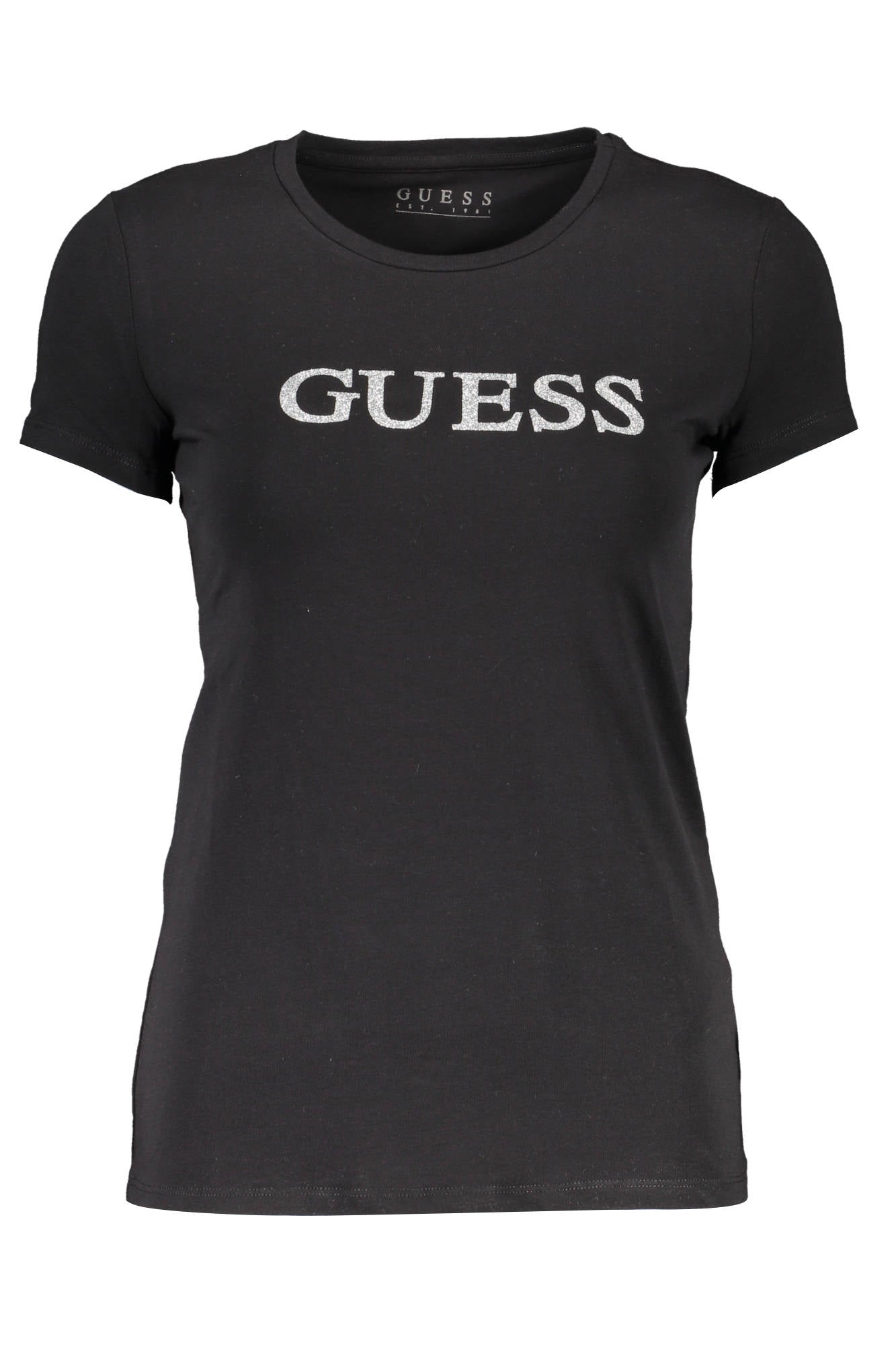 GUESS JEANS T-SHIRT MANICHE CORTE DONNA NERO