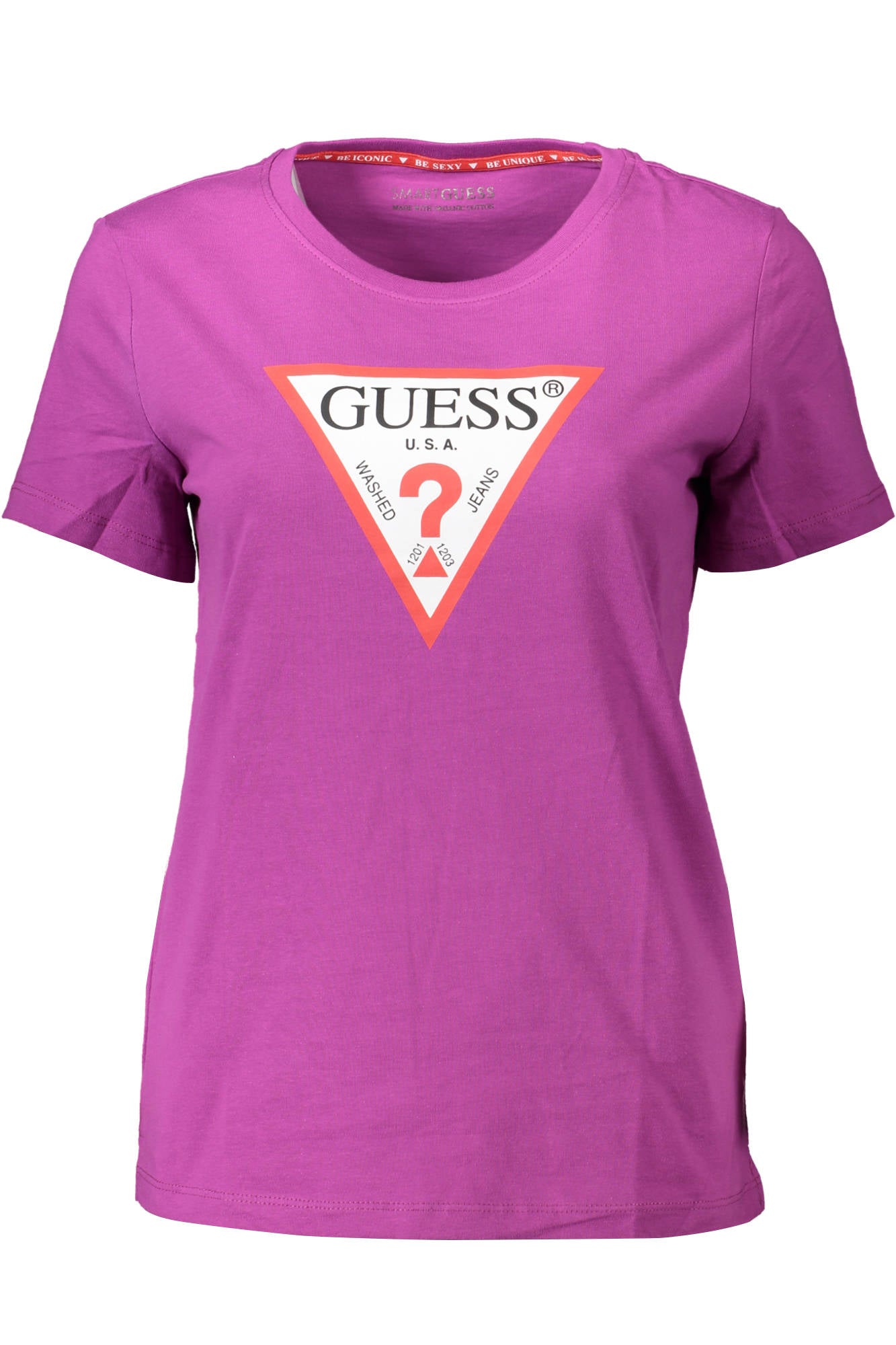 GUESS JEANS T-SHIRT MANICHE CORTE DONNA VIOLA