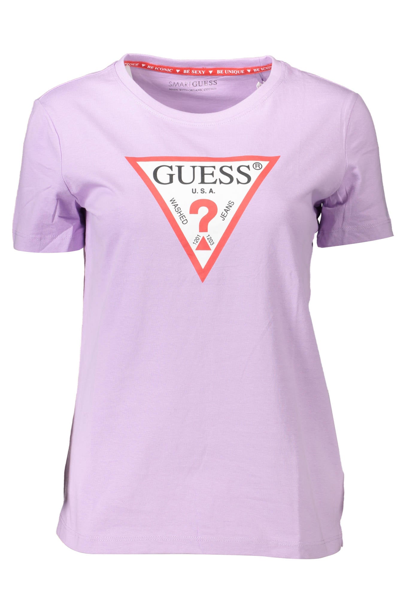 GUESS JEANS T-SHIRT MANICHE CORTE DONNA VIOLA