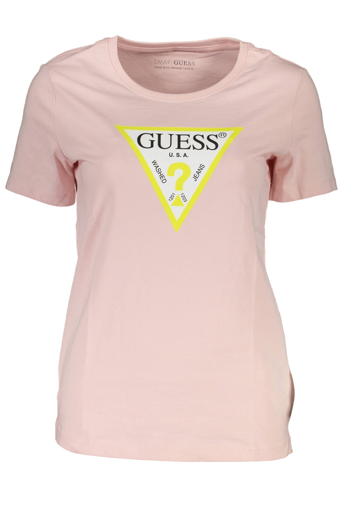 GUESS JEANS T-SHIRT MANICHE CORTE DONNA ROSA