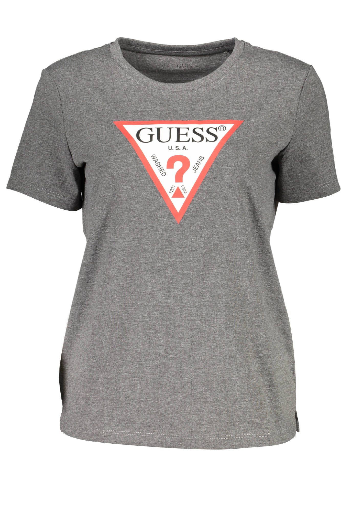 GUESS JEANS T-SHIRT MANICHE CORTE DONNA GRIGIO