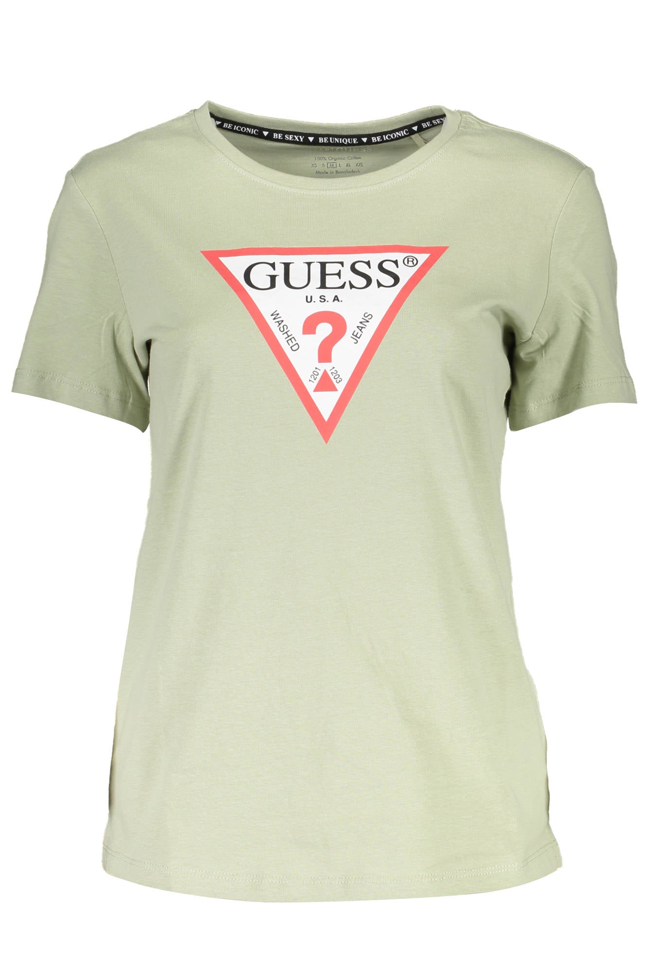 GUESS JEANS T-SHIRT MANICHE CORTE DONNA VERDE