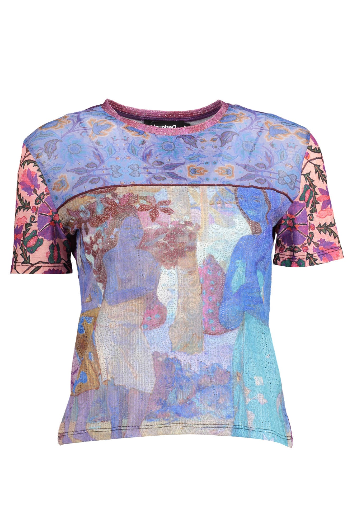 DESIGUAL T-SHIRT MANICHE CORTE DONNA AZZURRO